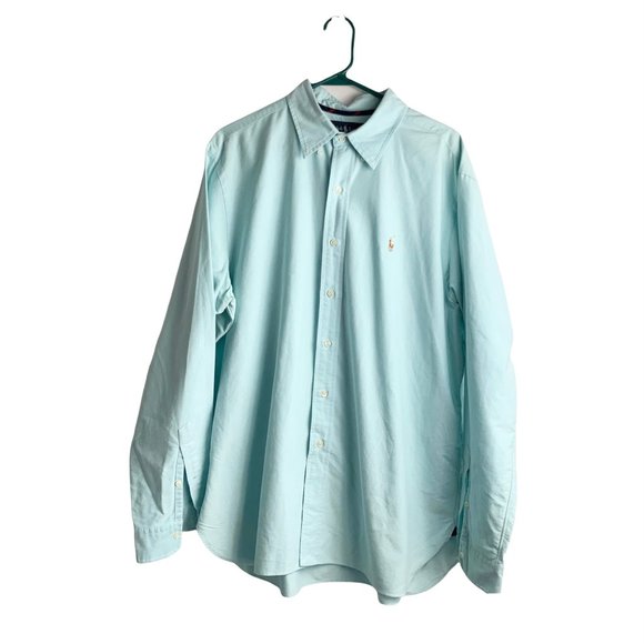 Ralph Lauren Classic Fit Button Up Shirt Blue Label XL Light Mint Green - Picture 2 of 7